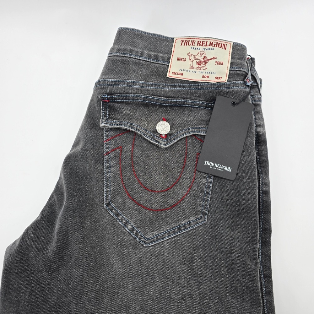 True Religion Ricky Relaxed Straight Jeans Mens Grey Phantom‎ Wash 36x34 NWT